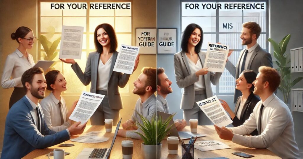 Advantage and Disadvantage of Using Alternatives to “For Your Reference”