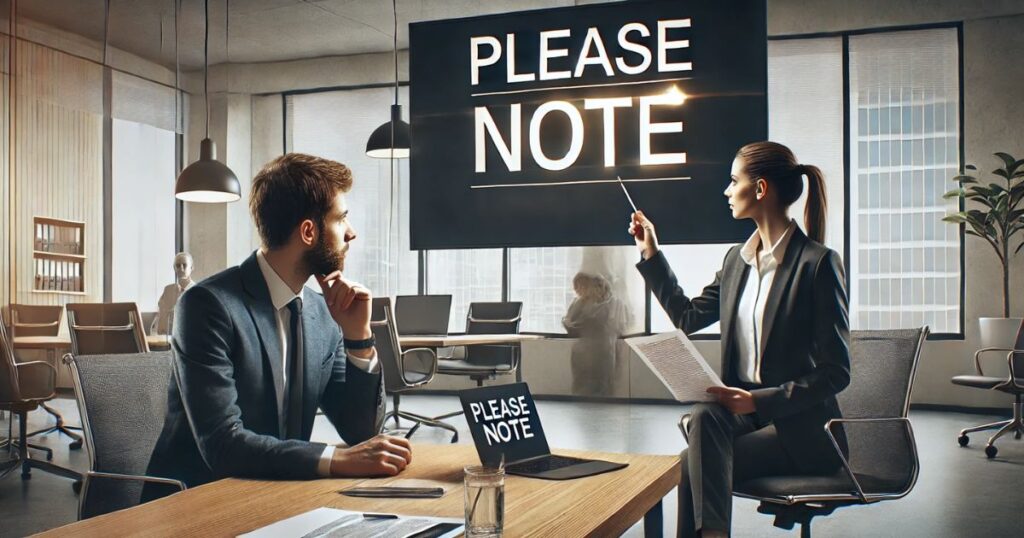 Advantages and Disadvantages of Saying “Please Note”