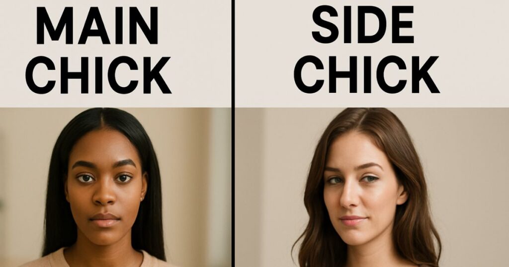 What is the difference between a main chick and a side chick?